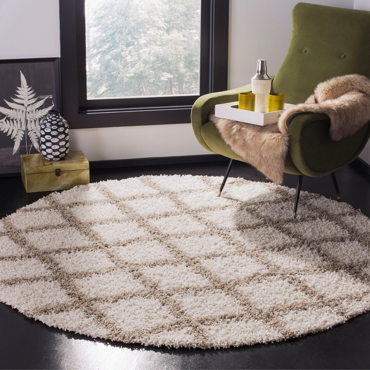 SAFAVIEH Dallas Shag Teja Trellis 1.5-inch Thick Rug