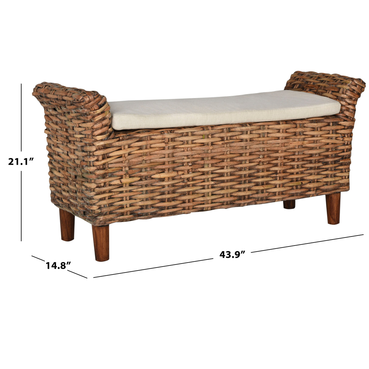 SAFAVIEH Danna Brown Bench - 43.9" x 14.8" x 21.1" - 44Wx15Dx21H