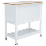 SAFAVIEH Dedra 1-Drawer 2-Shelf Kitchen Bar Cart with Wheels - 39" W x 17.7" L x 36.2" H - 39Wx18Dx36H