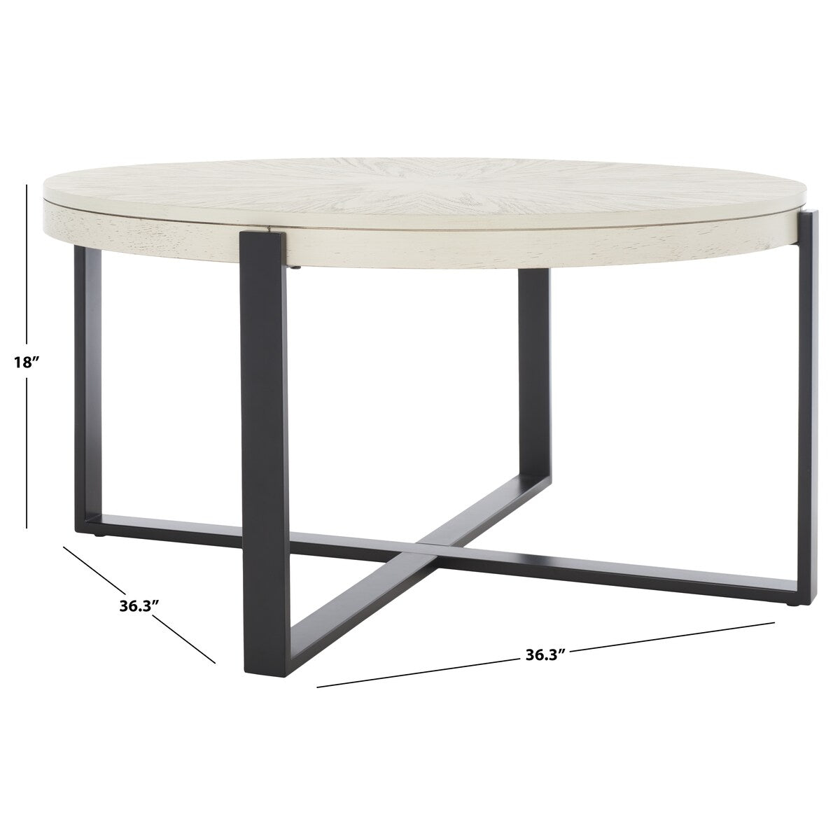 SAFAVIEH Deetta White Marble/ Black Round Coffee Table - 36" W x 36" D x 18" H - 36Wx36Dx18H