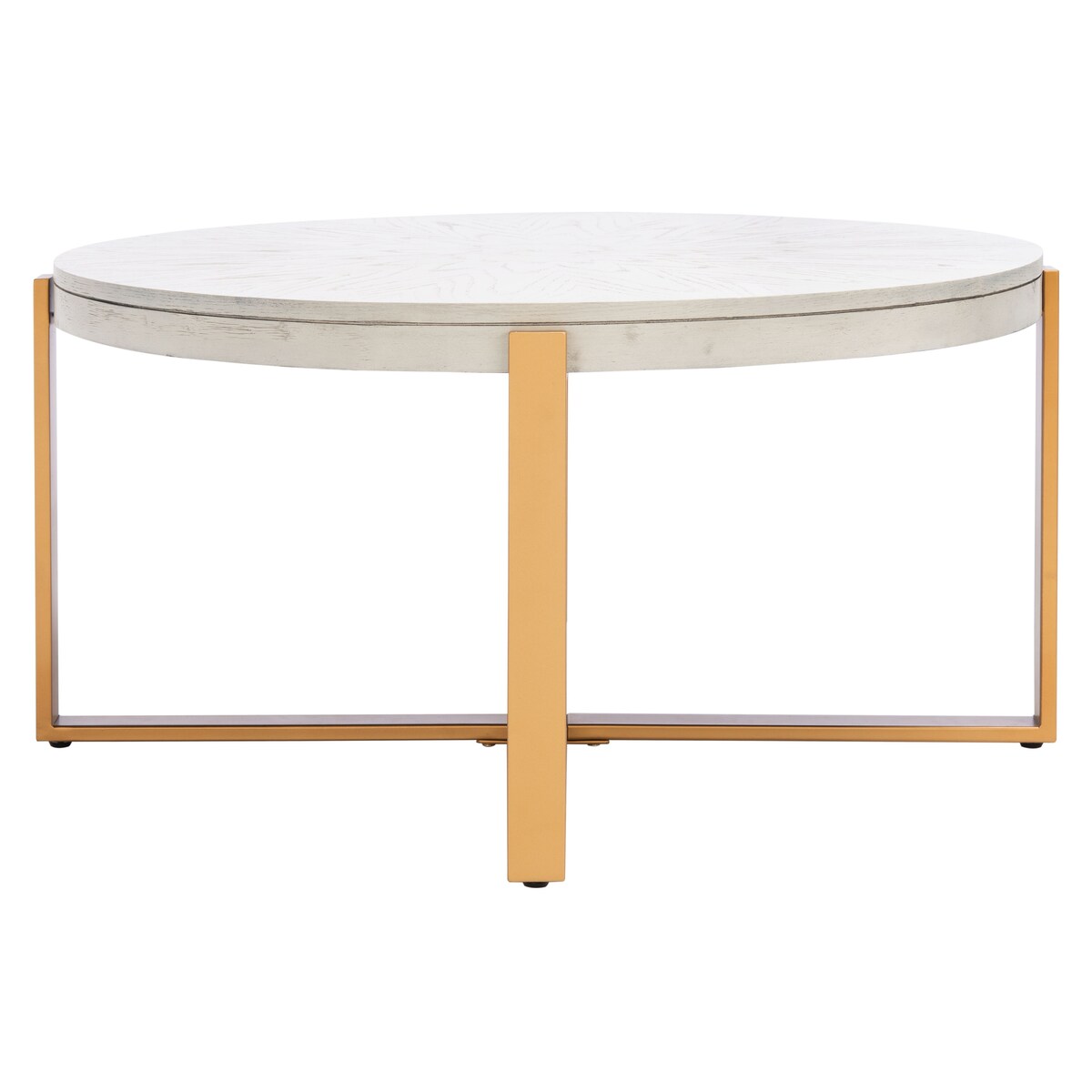 SAFAVIEH Deetta White Marble/ Black Round Coffee Table - 36" W x 36" D x 18" H - 36Wx36Dx18H