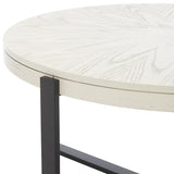 SAFAVIEH Deetta White Marble/ Black Round Coffee Table - 36" W x 36" D x 18" H - 36Wx36Dx18H