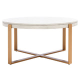 SAFAVIEH Deetta White Marble/ Black Round Coffee Table - 36" W x 36" D x 18" H - 36Wx36Dx18H