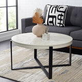 SAFAVIEH Deetta White Marble/ Black Round Coffee Table - 36" W x 36" D x 18" H - 36Wx36Dx18H