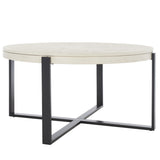 SAFAVIEH Deetta White Marble/ Black Round Coffee Table - 36" W x 36" D x 18" H - 36Wx36Dx18H