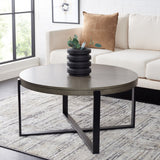 SAFAVIEH Deetta White Marble/ Black Round Coffee Table - 36" W x 36" D x 18" H - 36Wx36Dx18H