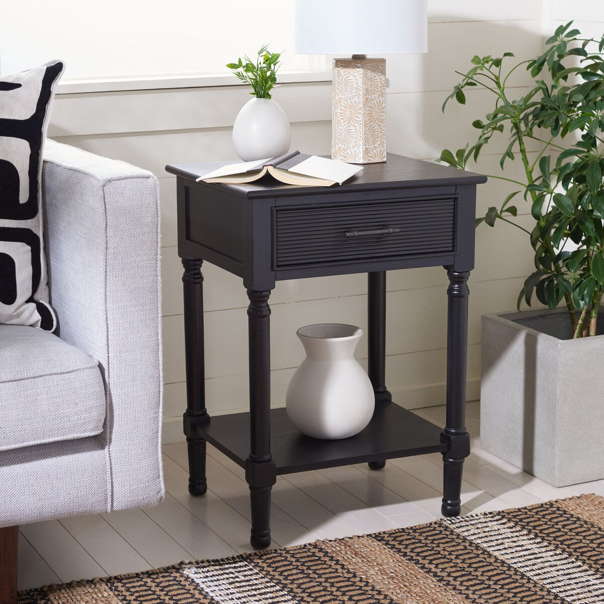 SAFAVIEH Dena 1-Drawer Accent Table - 19" W x 15.8" L x 26" H - 19Wx16Dx26H