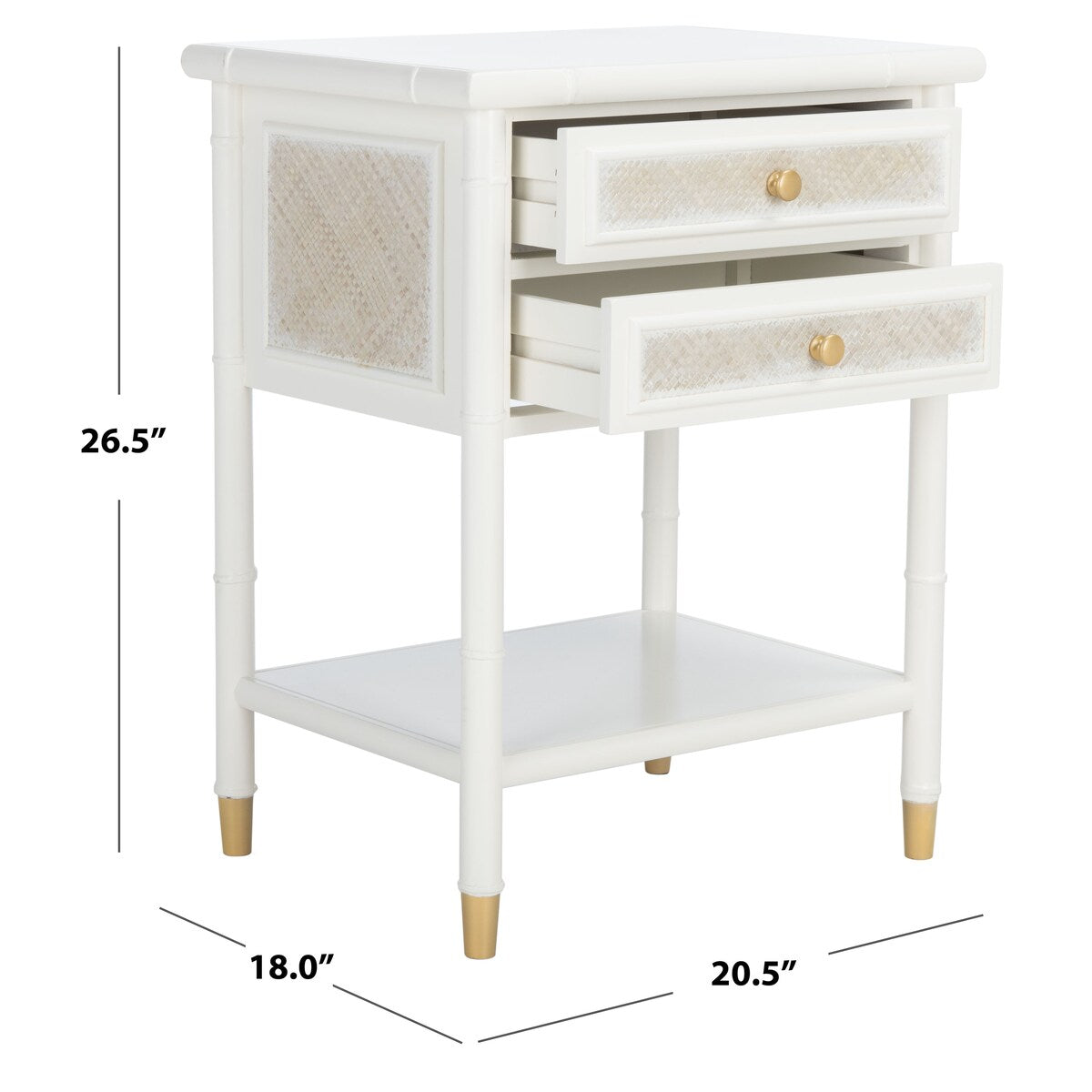 SAFAVIEH Dessa 2-Drawer 1-Shelf Accent Table. - 21" W x 18" D x 27" H - 21Wx18Dx27H