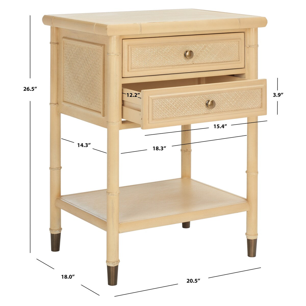 SAFAVIEH Dessa 2-Drawer 1-Shelf Accent Table. - 21" W x 18" D x 27" H - 21Wx18Dx27H