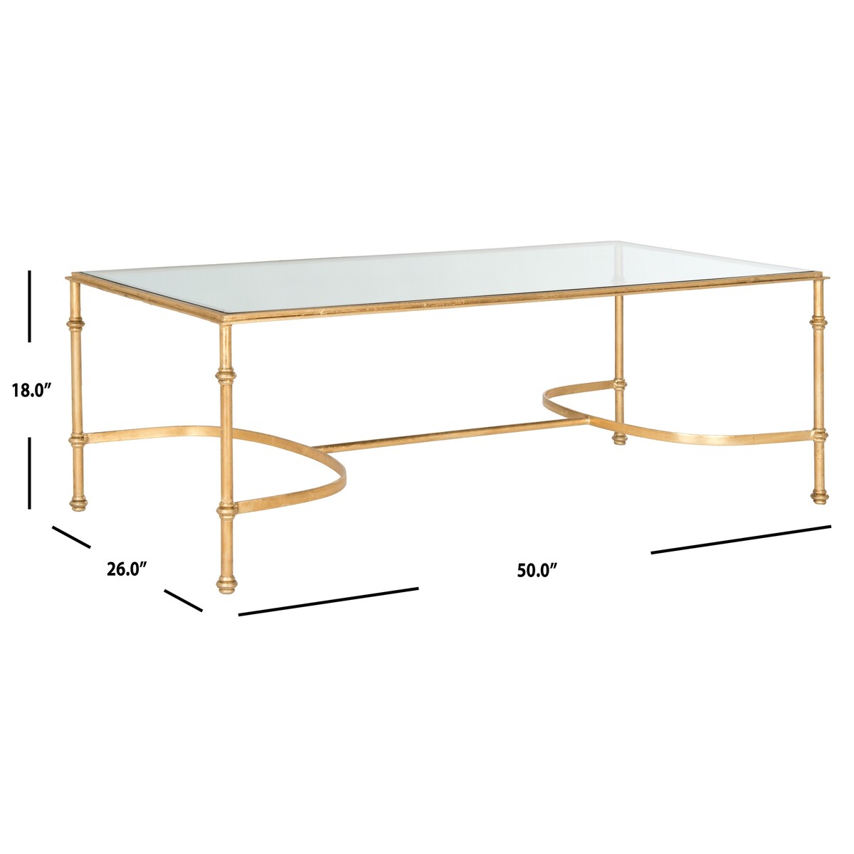 SAFAVIEH Dianne Gold/ Tempered Glass Top Cofee Table - 50" x 26" x 18" - 50Wx26Dx18H