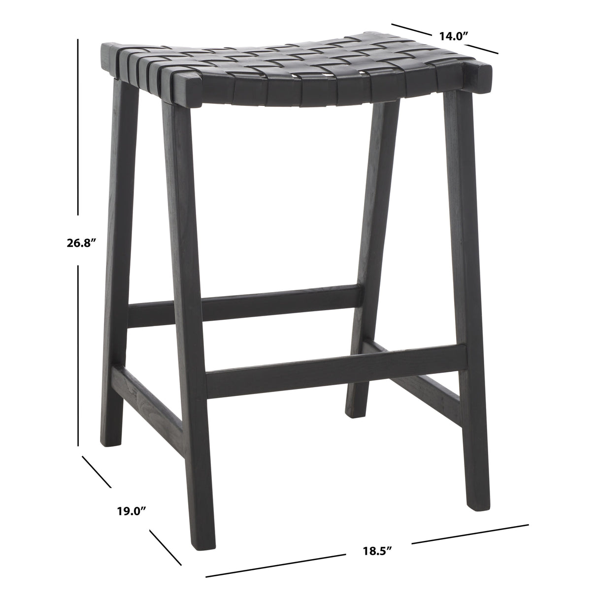 SAFAVIEH Didy 27-inch Woven Leather Rectangle Counter Stool - 19" W x 19" D x 27" H - 19Wx19Dx27H