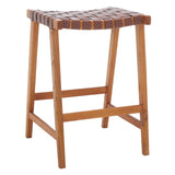 SAFAVIEH Didy 27-inch Woven Leather Rectangle Counter Stool - 19" W x 19" D x 27" H - 19Wx19Dx27H