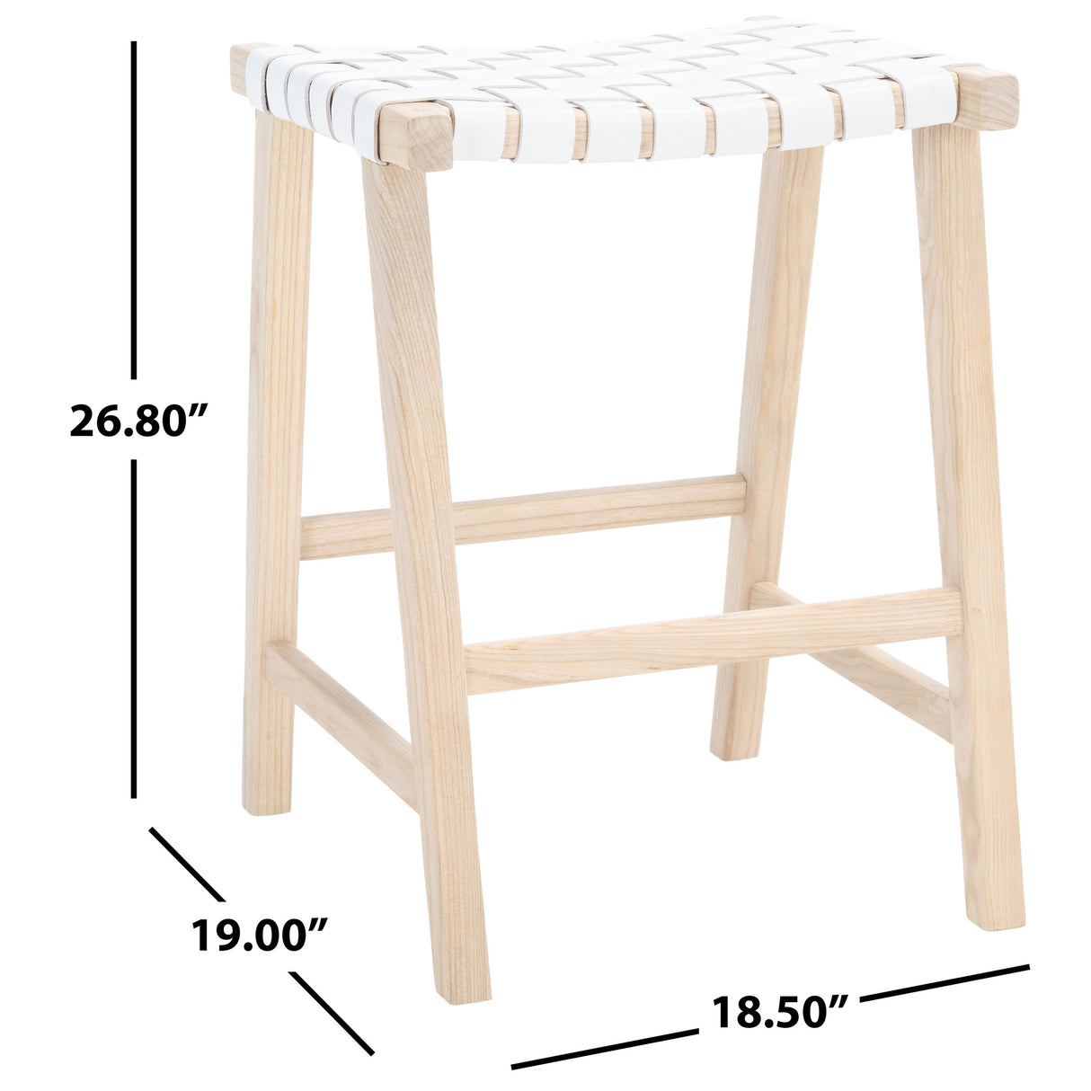 SAFAVIEH Didy 27-inch Woven Leather Rectangle Counter Stool - 19" W x 19" D x 27" H - 19Wx19Dx27H