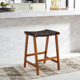 SAFAVIEH Didy 27-inch Woven Leather Rectangle Counter Stool - 19" W x 19" D x 27" H - 19Wx19Dx27H