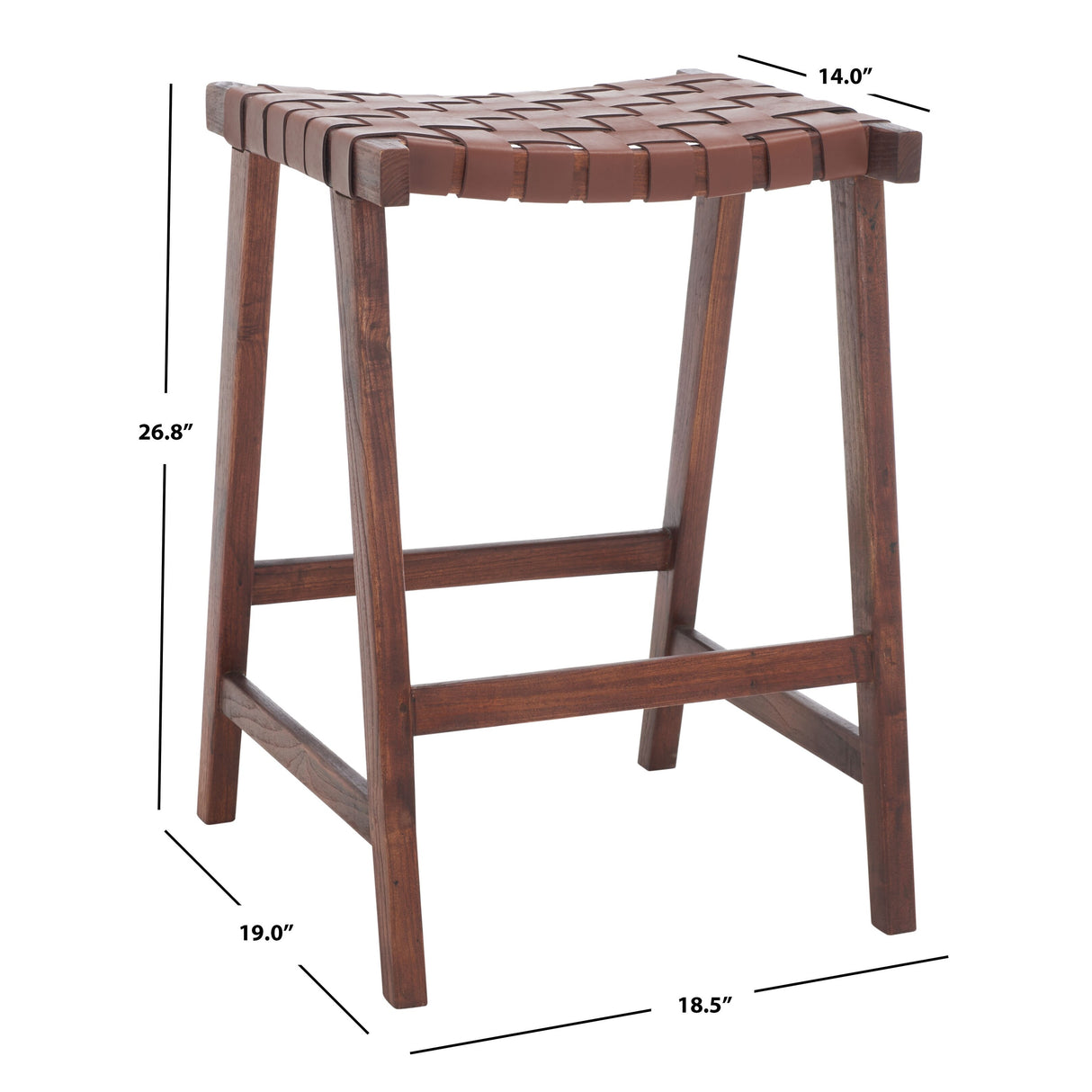 SAFAVIEH Didy 27-inch Woven Leather Rectangle Counter Stool - 19" W x 19" D x 27" H - 19Wx19Dx27H