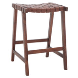 SAFAVIEH Didy 27-inch Woven Leather Rectangle Counter Stool - 19" W x 19" D x 27" H - 19Wx19Dx27H