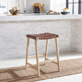 SAFAVIEH Didy 27-inch Woven Leather Rectangle Counter Stool - 19" W x 19" D x 27" H - 19Wx19Dx27H