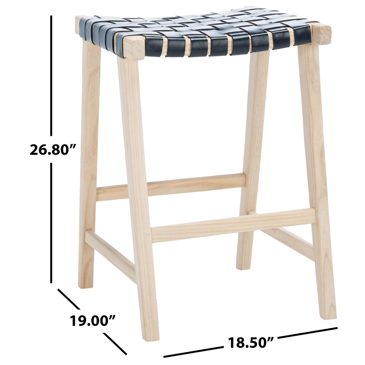 SAFAVIEH Didy 27-inch Woven Leather Rectangle Counter Stool - 19" W x 19" D x 27" H - 19Wx19Dx27H