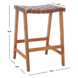 SAFAVIEH Didy 27-inch Woven Leather Rectangle Counter Stool - 19" W x 19" D x 27" H - 19Wx19Dx27H