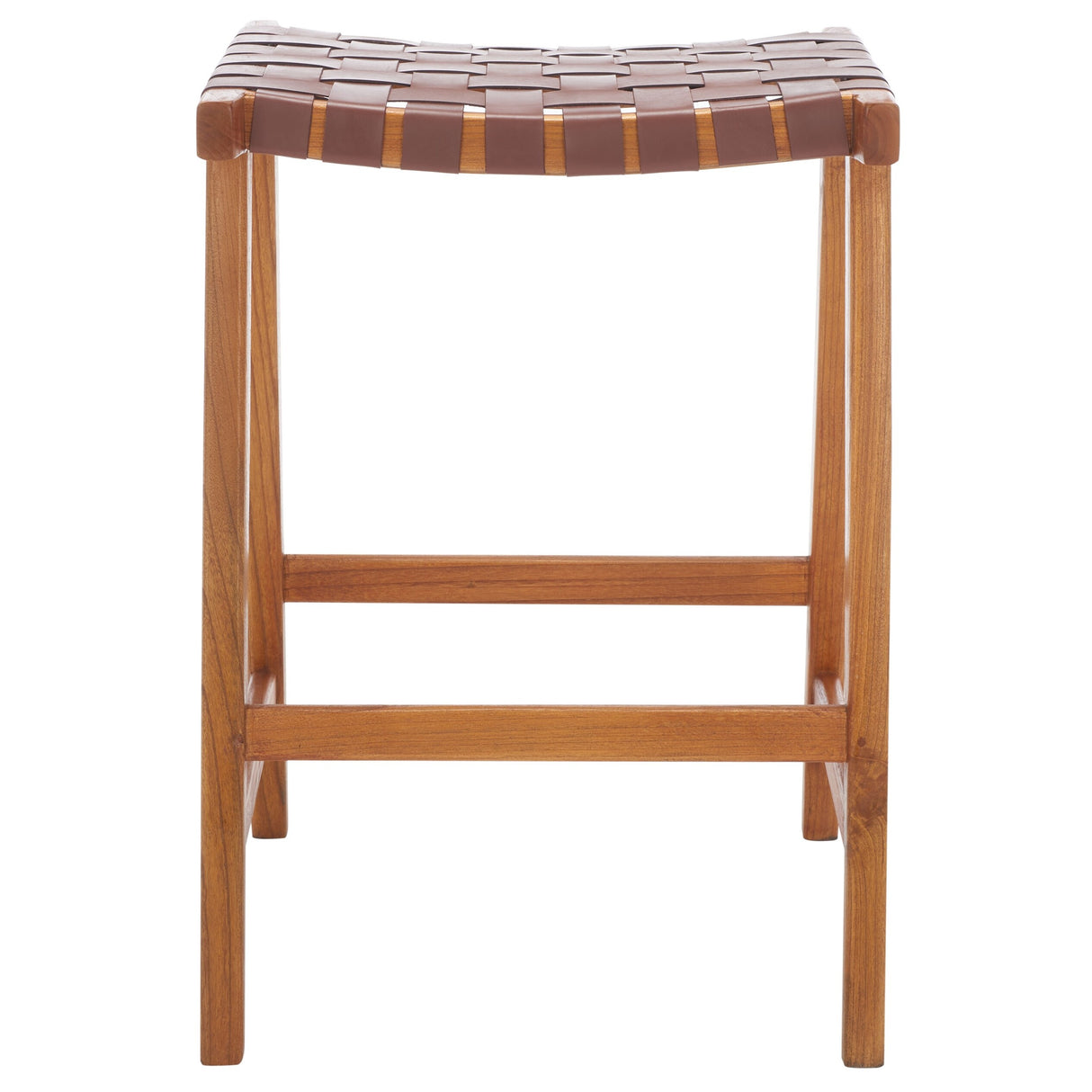 SAFAVIEH Didy 27-inch Woven Leather Rectangle Counter Stool - 19" W x 19" D x 27" H - 19Wx19Dx27H