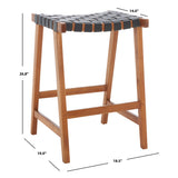 SAFAVIEH Didy 27-inch Woven Leather Rectangle Counter Stool - 19" W x 19" D x 27" H - 19Wx19Dx27H