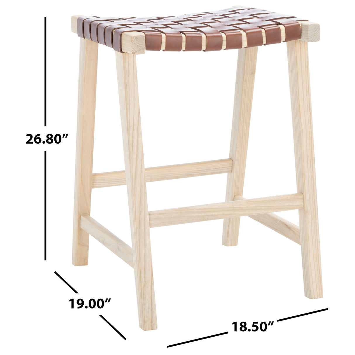 SAFAVIEH Didy 27-inch Woven Leather Rectangle Counter Stool - 19" W x 19" D x 27" H - 19Wx19Dx27H