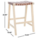 SAFAVIEH Didy 27-inch Woven Leather Rectangle Counter Stool - 19" W x 19" D x 27" H - 19Wx19Dx27H