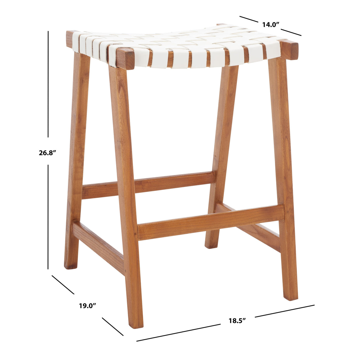 SAFAVIEH Didy 27-inch Woven Leather Rectangle Counter Stool - 19" W x 19" D x 27" H - 19Wx19Dx27H