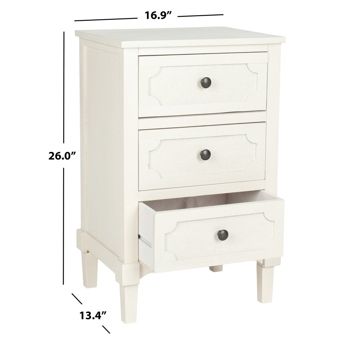 SAFAVIEH Dinah Grey 3-Drawer Storage Side Chest - 16.9" x 13.4" x 26.8" - 17Wx13Dx26H