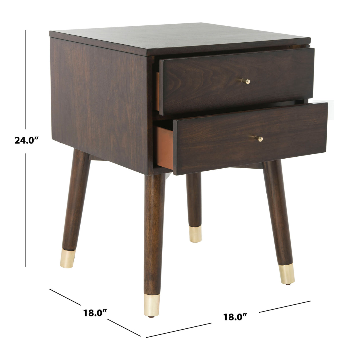 SAFAVIEH Dobrita Mid-Century Modern 2-Drawer Nightstand