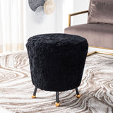 SAFAVIEH Donita Glam Shaggy Black Ottoman