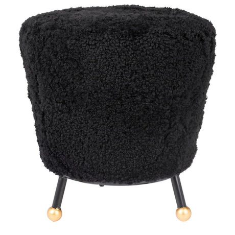 SAFAVIEH Donita Glam Shaggy Black Ottoman