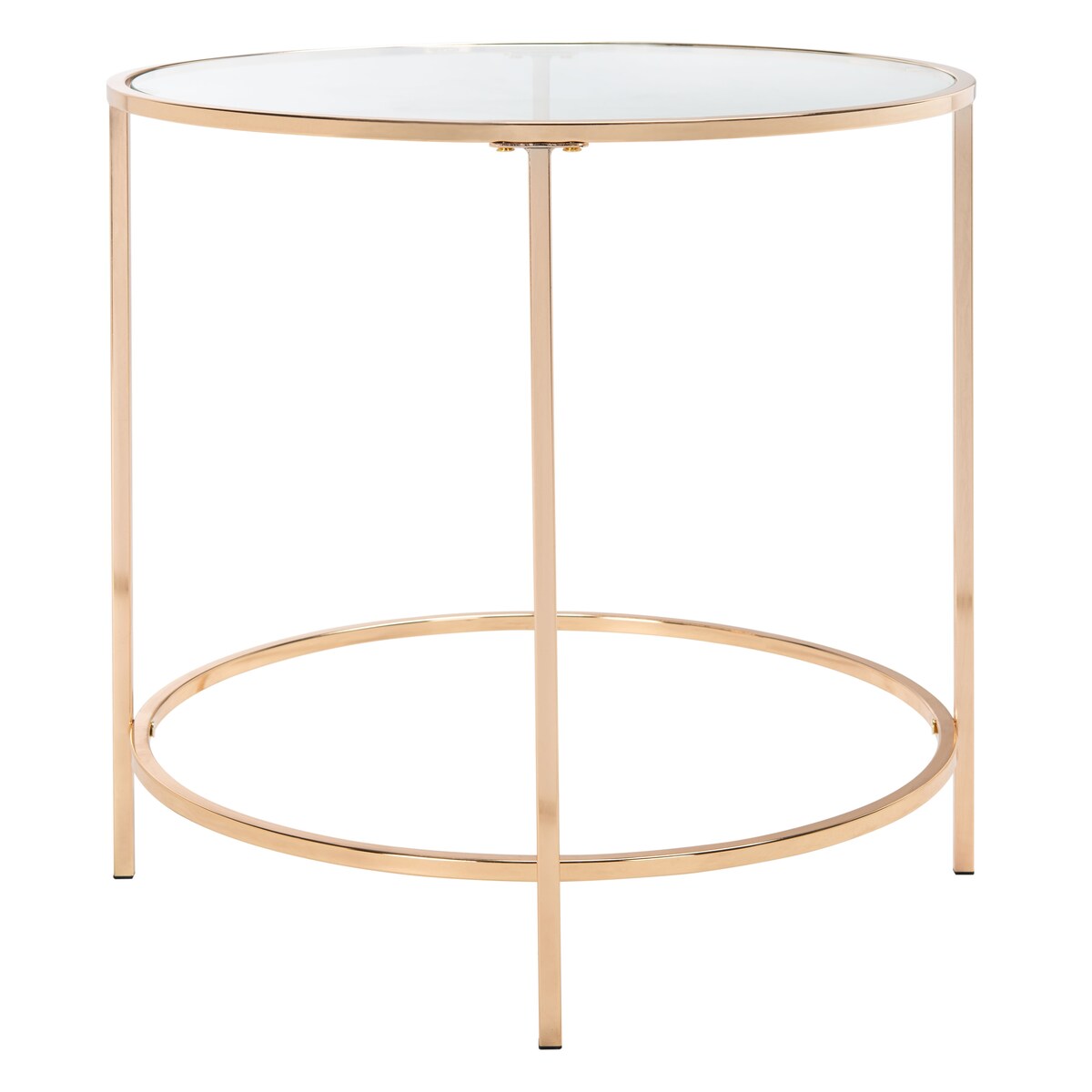 SAFAVIEH Dorcas Polished Gold/ Clear Glass Top Round Side Table - 22" W x 22" L x 22" H - 22Wx22Dx22H