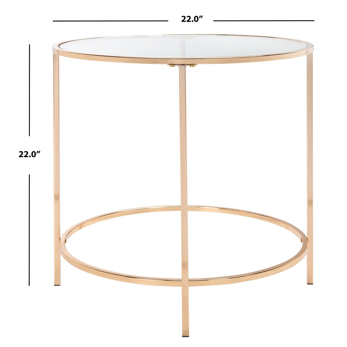 SAFAVIEH Dorcas Polished Gold/ Clear Glass Top Round Side Table - 22" W x 22" L x 22" H - 22Wx22Dx22H