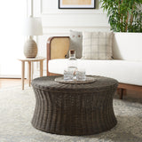 SAFAVIEH Dorinda Dark Brown Wicker Ottoman