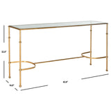 SAFAVIEH Dorla Gold/ Tempered Glass Top Console - 63" x 16" x 32" - 63Wx16Dx32H