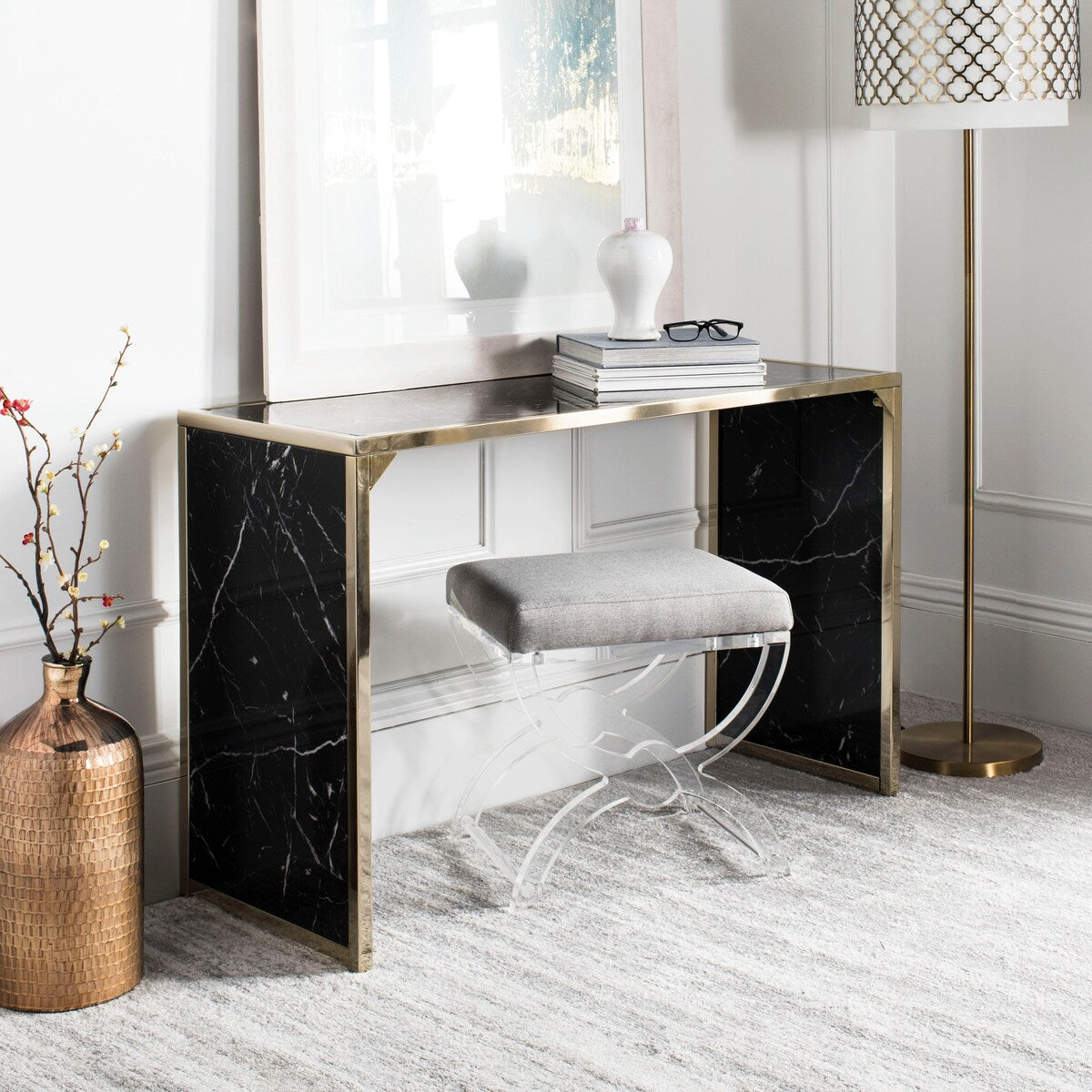 SAFAVIEH Dorthea Black/ Brass Console Table - 48" x 18" x 30" - 48Wx18Dx30H