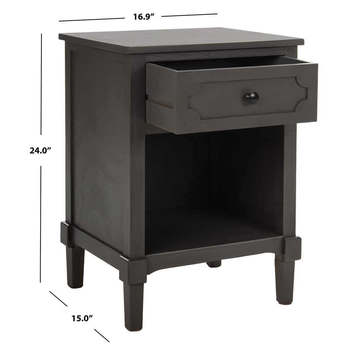 SAFAVIEH Doshia Grey Storage Side Table - 16.9" x 15" x 24" - 17Wx15Dx24H