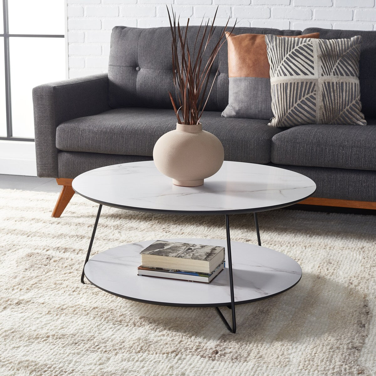 SAFAVIEH Dot Modern 2-Tier Round Coffee Table - 32 In. W x 32 In. D x 16 In. H - 32Wx32Dx16H