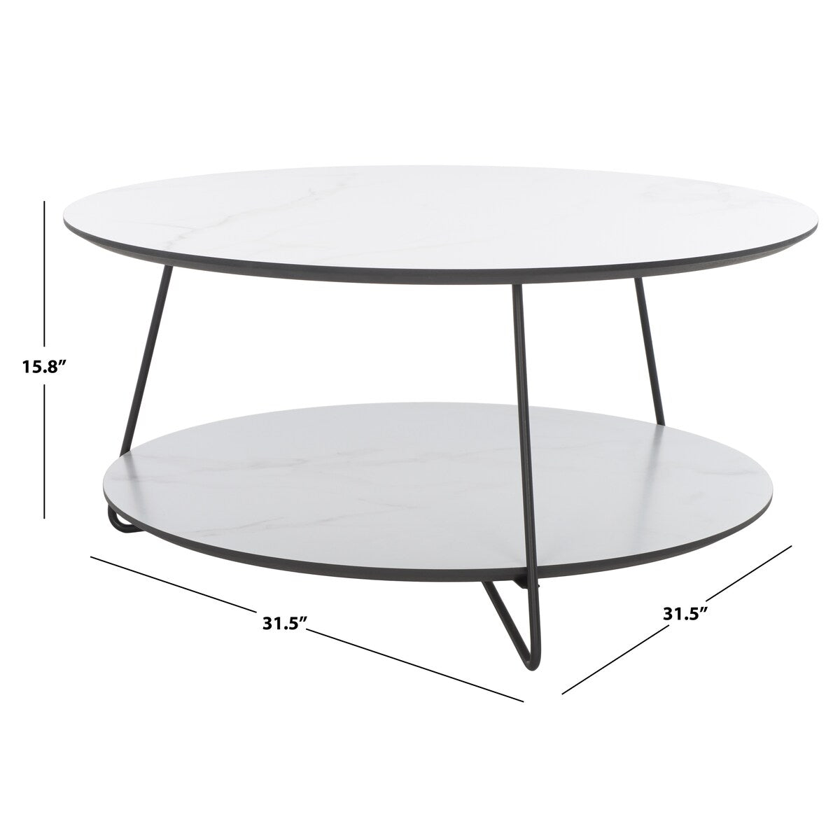 SAFAVIEH Dot Modern 2-Tier Round Coffee Table - 32 In. W x 32 In. D x 16 In. H - 32Wx32Dx16H