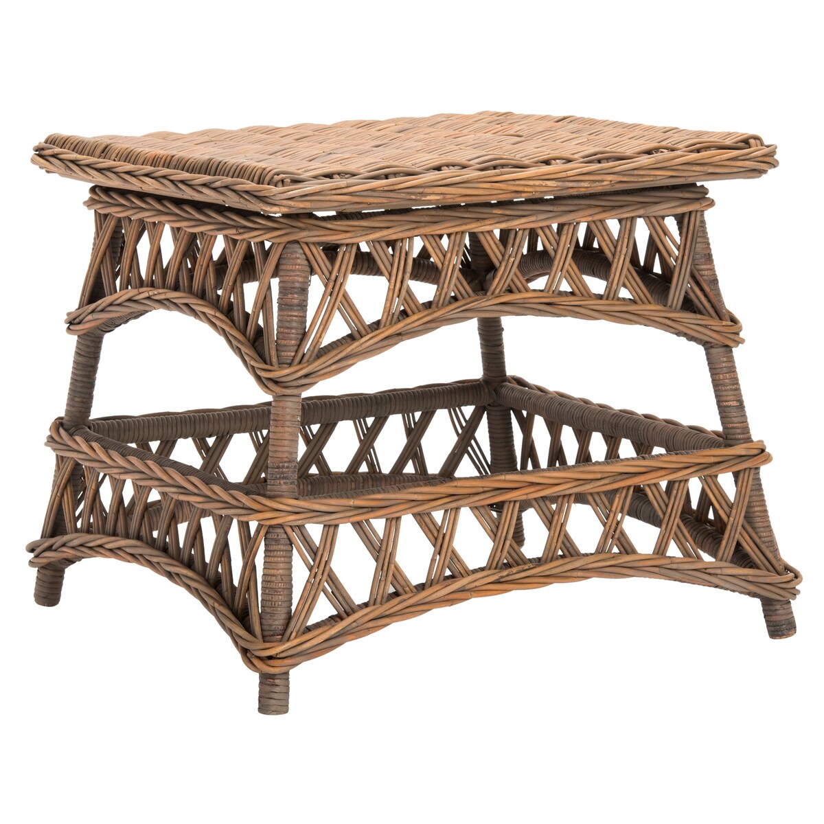 SAFAVIEH Draginja Natural Rattan Accent Table - 23.6" x 23.6" x 20.5" - 24Wx24Dx21H