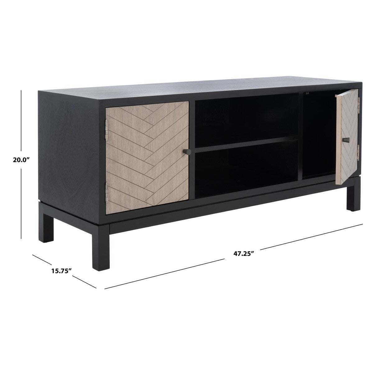 SAFAVIEH Dwan 47-inch Storage Media TV Stand - 47.3" W x 15.8" L x 20" H - 47Wx16Dx20H