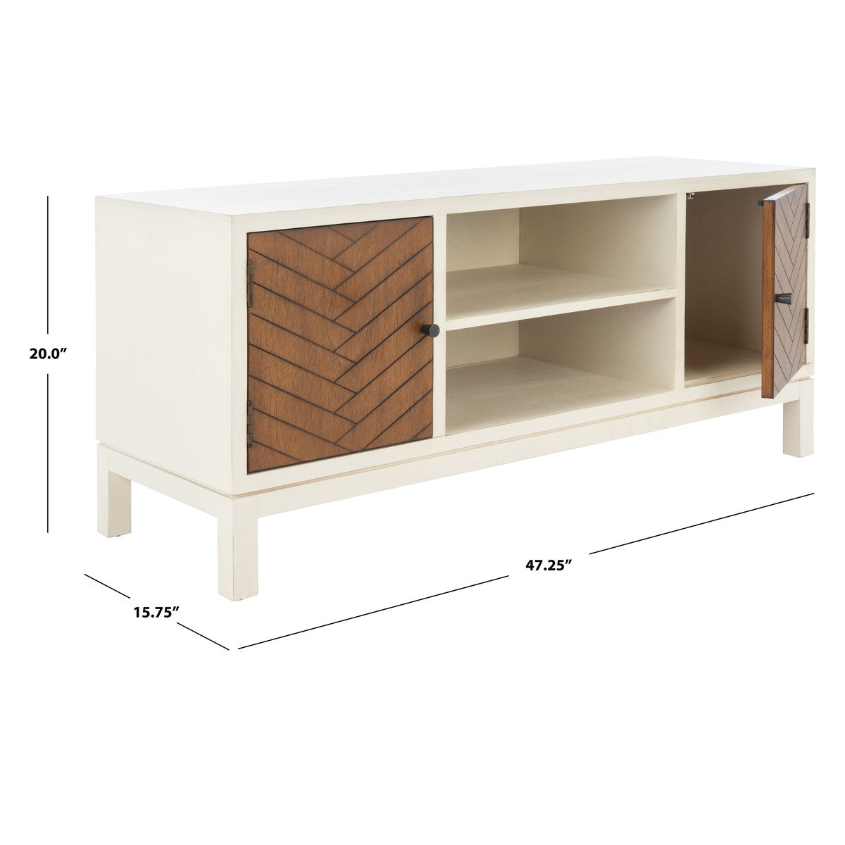 SAFAVIEH Dwan 47-inch Storage Media TV Stand - 47.3" W x 15.8" L x 20" H - 47Wx16Dx20H