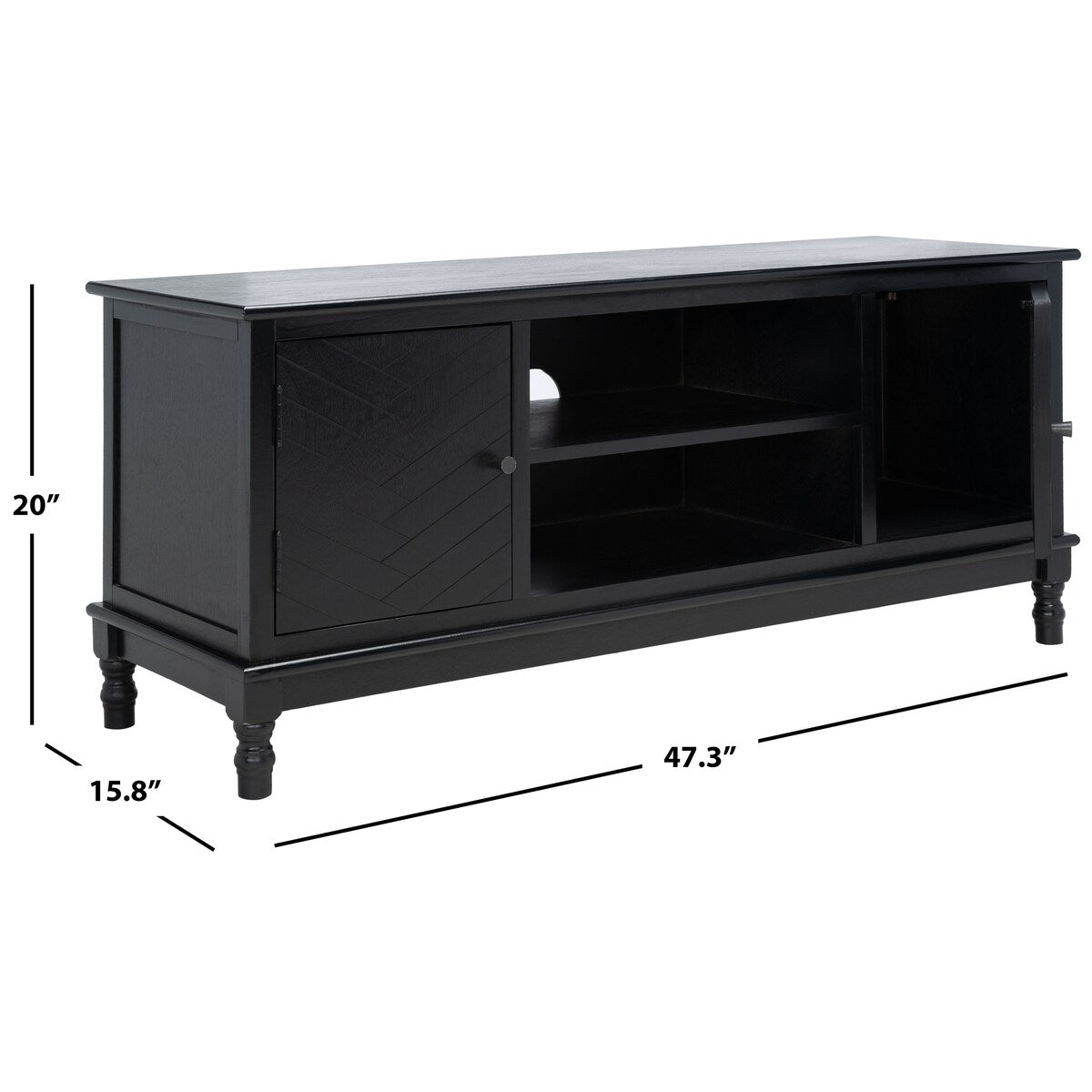 SAFAVIEH Echo 2-Door 2-Shelf Storage TV Media Stand - 47.3" W x 15.8" L x 20" H - 47Wx16Dx20H