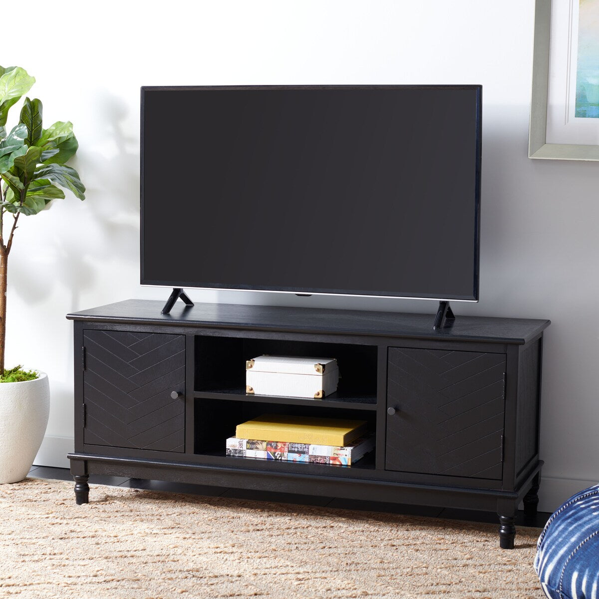 SAFAVIEH Echo 2-Door 2-Shelf Storage TV Media Stand - 47.3" W x 15.8" L x 20" H - 47Wx16Dx20H