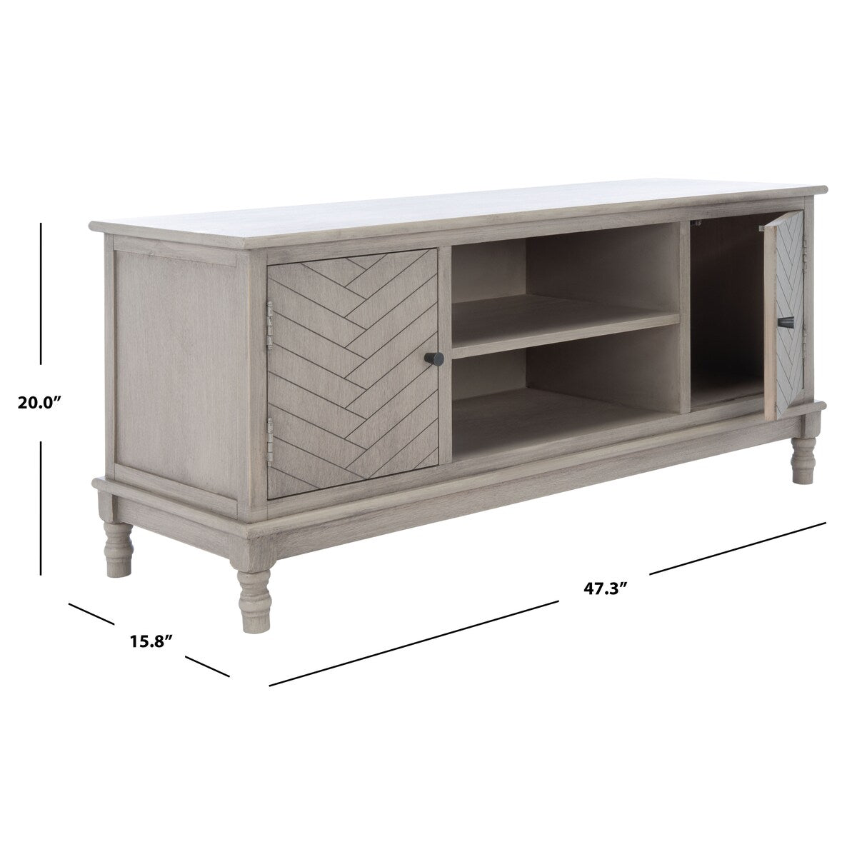 SAFAVIEH Echo 2-Door 2-Shelf Storage TV Media Stand - 47.3" W x 15.8" L x 20" H - 47Wx16Dx20H