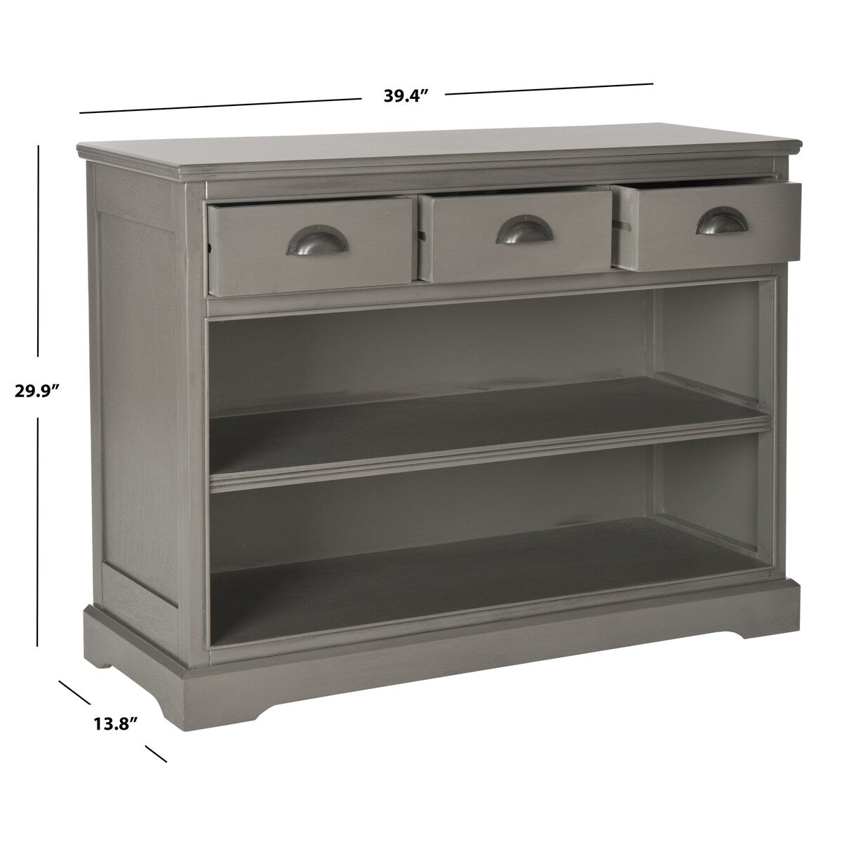 SAFAVIEH Ednah Grey Storage Bookshelf Unit - 39.4" x 13.8" x 29.9" - 39Wx14Dx30H