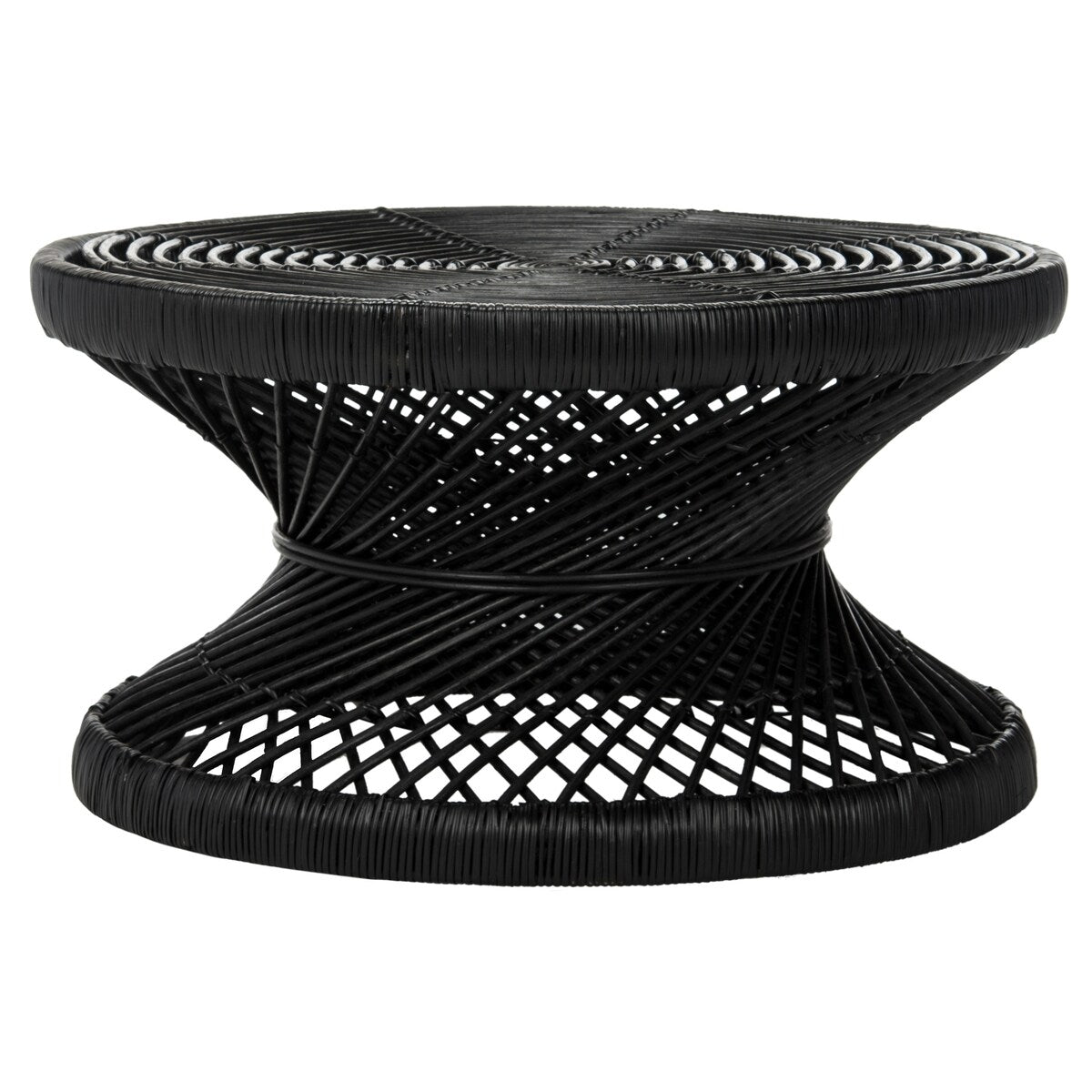 SAFAVIEH Efrat Large Bowed Black Coffee Table - 31.5" x 31.5" x 15.7" - 32Wx32Dx16H