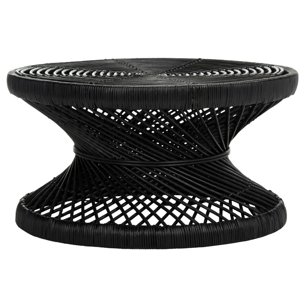 SAFAVIEH Efrat Large Bowed Black Coffee Table - 31.5" x 31.5" x 15.7" - 32Wx32Dx16H