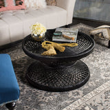 SAFAVIEH Efrat Large Bowed Black Coffee Table - 31.5" x 31.5" x 15.7" - 32Wx32Dx16H